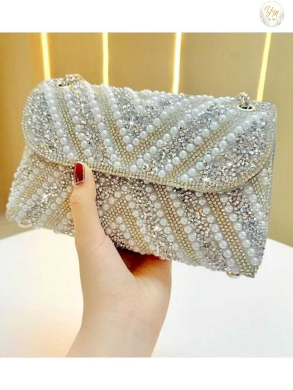 Rhinestone Clutch Purse with Chain Evening Bag Women Sparkly Glitter